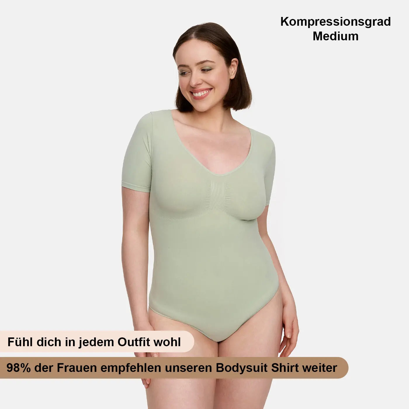 T-Shirt Bodysuit Sculpting Shapewear mit String - Mid Season creamyfabrics