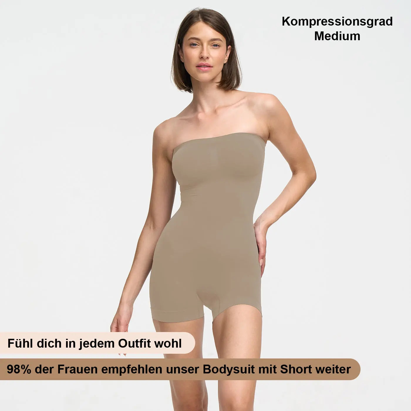 Trägerloser Bodysuit Sculpting Shapewear mit Shorts creamy fabrics