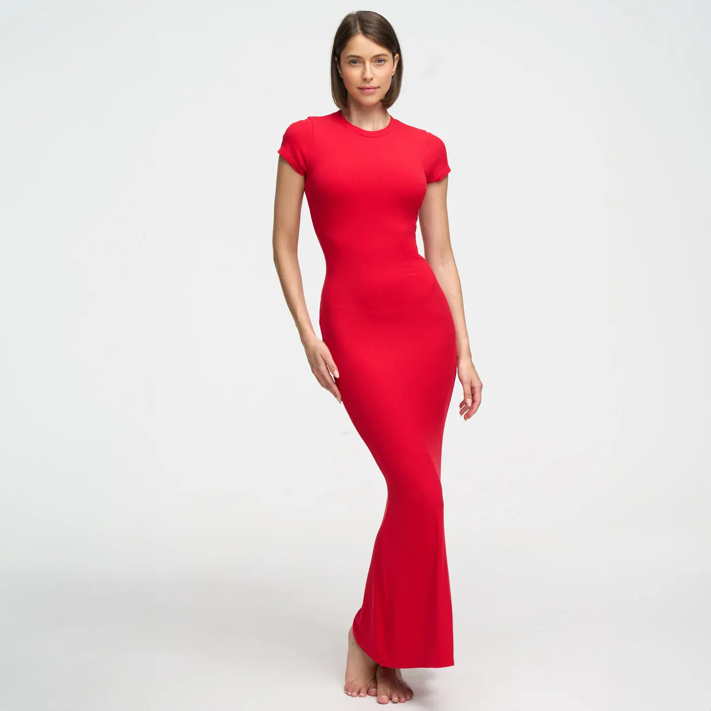 Ribbed T-Shirt Maxikleid creamy fabrics