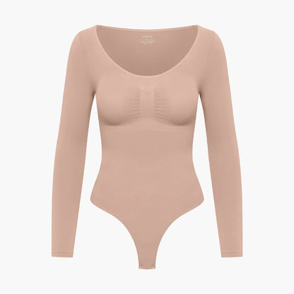Bodysuit Sculpting Shapewear Longsleeve mit String - Mid Season creamyfabrics