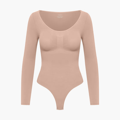 Bodysuit Sculpting Shapewear Longsleeve mit String