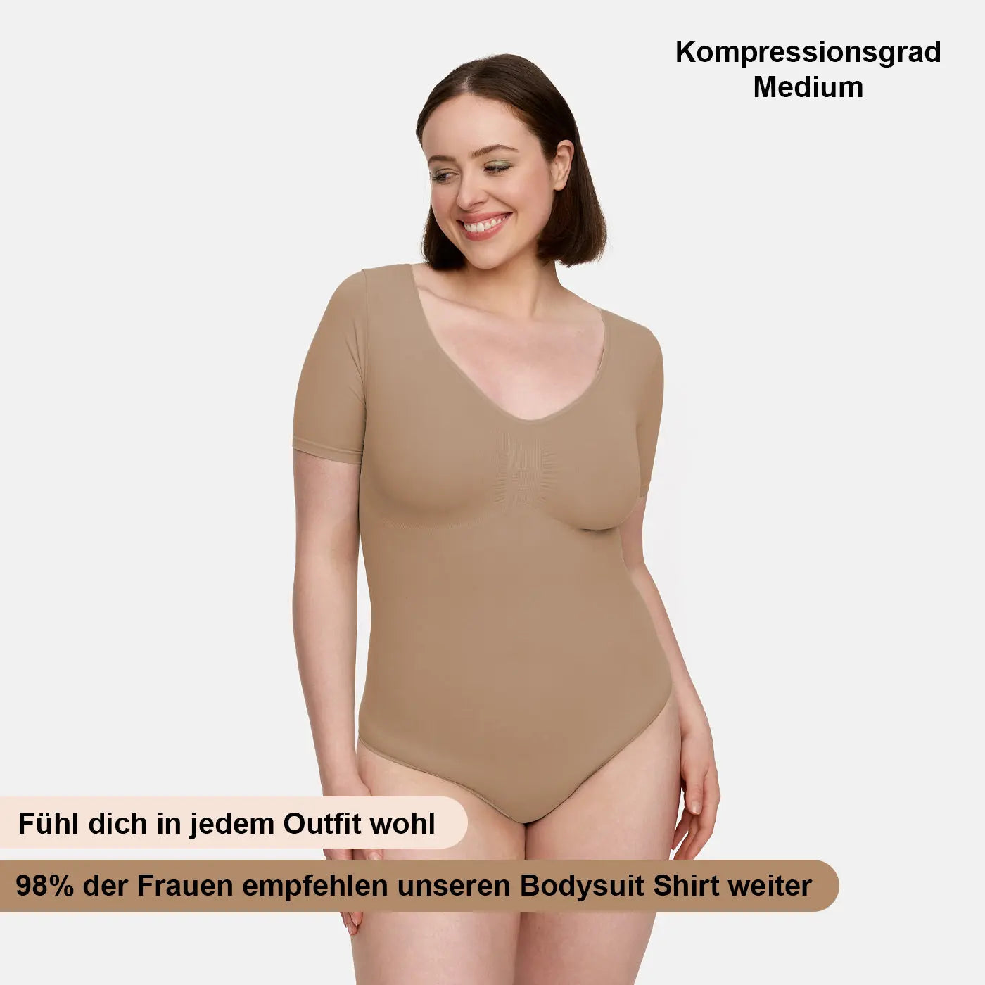 T-Shirt Bodysuit Sculpting Shapewear mit String - Mid Season creamyfabrics