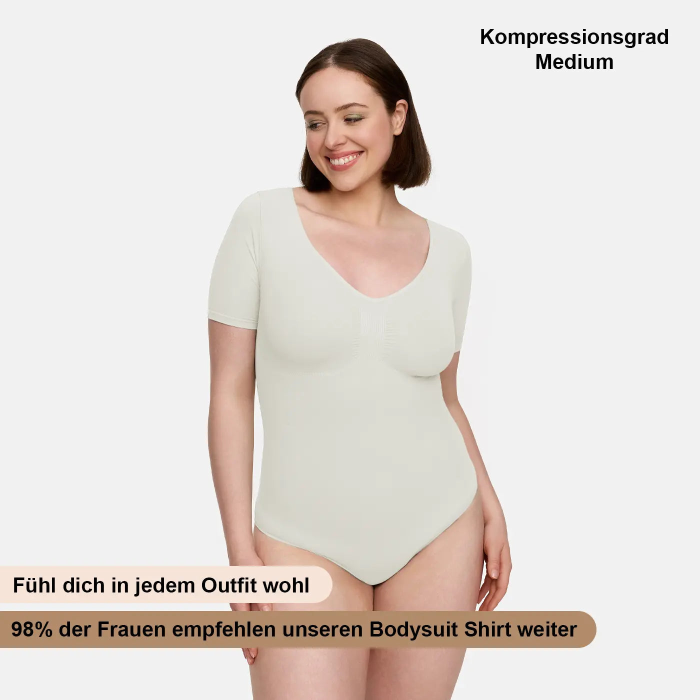 T-Shirt Bodysuit Sculpting Shapewear mit String - Secret Sale creamyfabrics