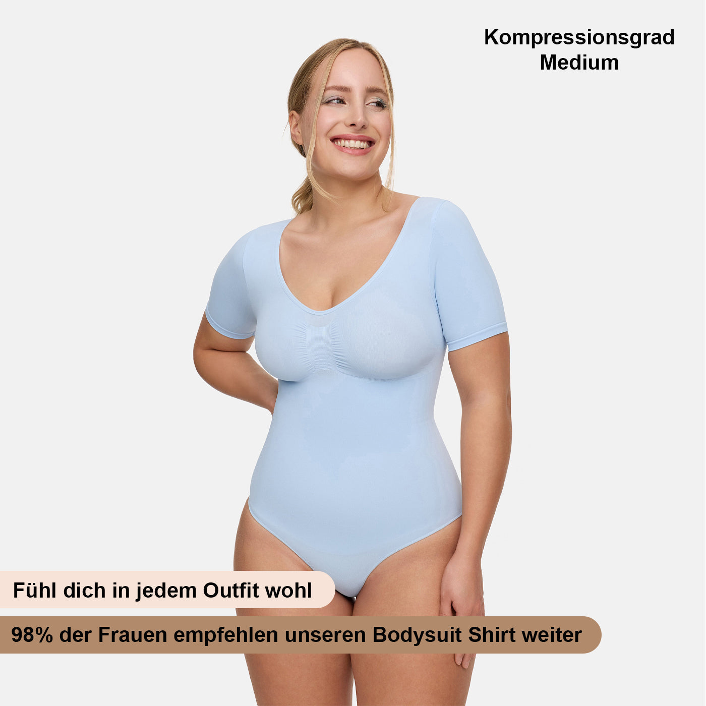 T-Shirt Bodysuit Sculpting Shapewear mit Slip creamy fabrics