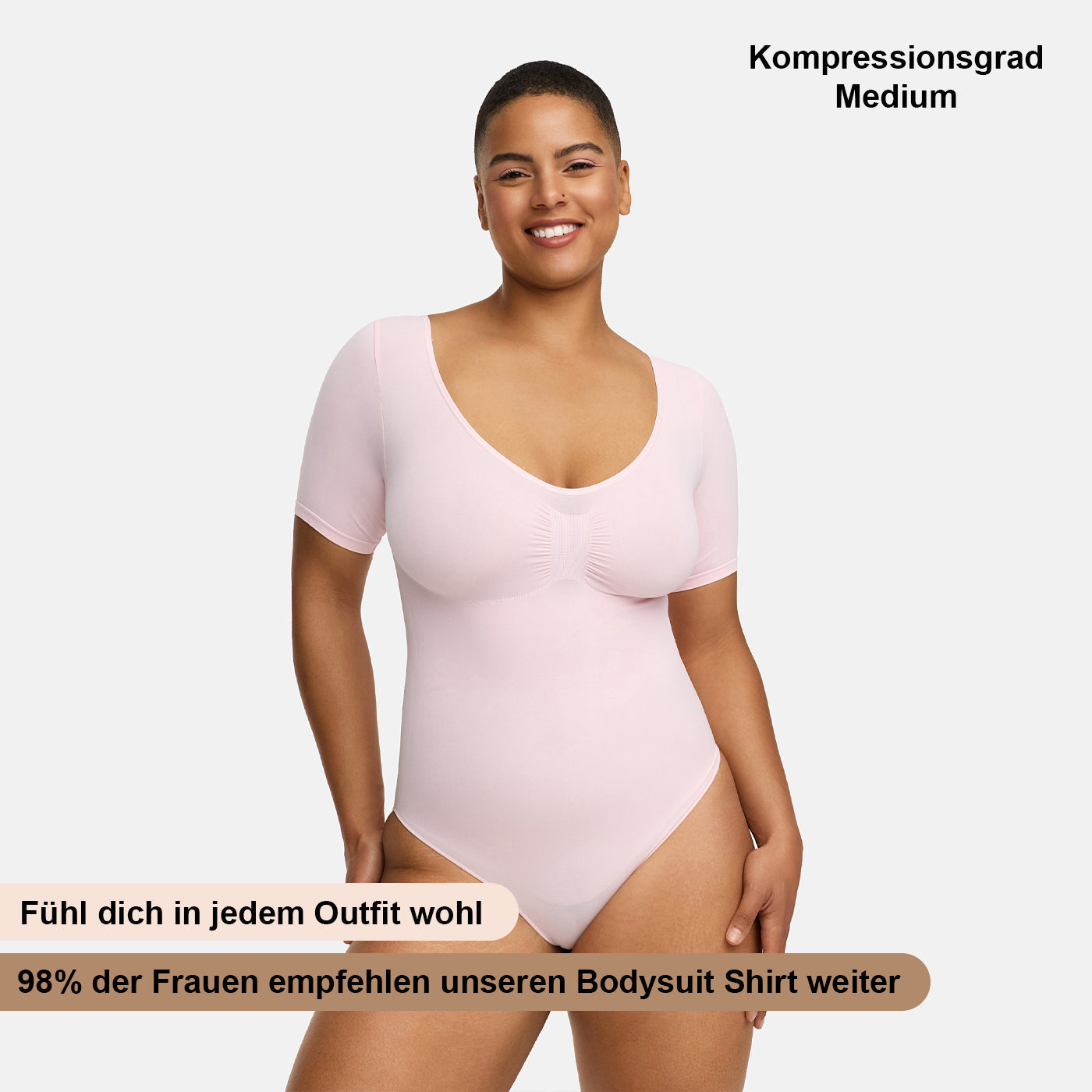 T-Shirt Bodysuit Sculpting Shapewear mit Slip creamy fabrics