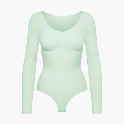 Bodysuit Sculpting Shapewear Longsleeve mit String - Mid Season creamyfabrics