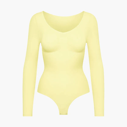 Bodysuit Sculpting Shapewear Longsleeve mit String - Mid Season creamyfabrics