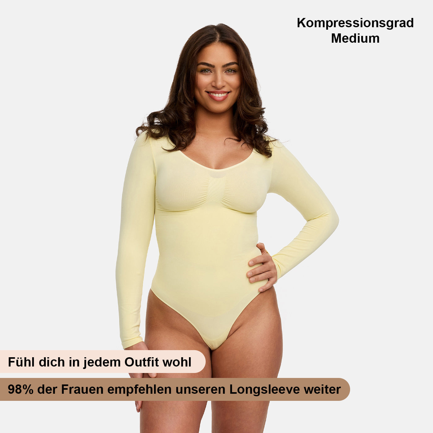 Bodysuit Sculpting Shapewear Longsleeve mit String