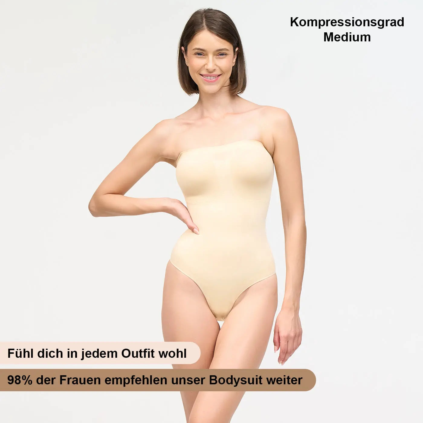 Trägerloser Bodysuit Sculpting Shapewear mit String creamy fabrics