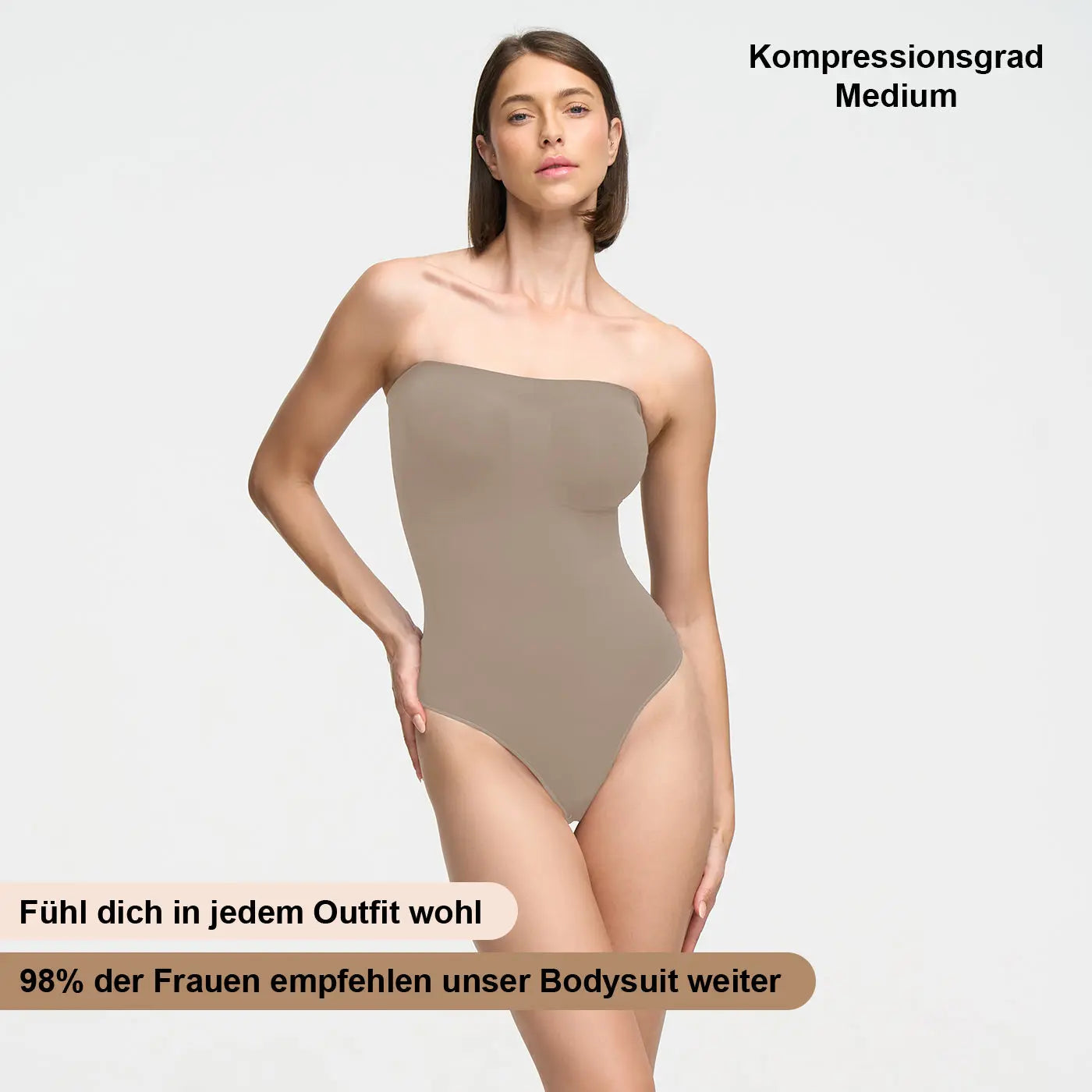 Trägerloser Bodysuit Sculpting Shapewear mit String creamy fabrics