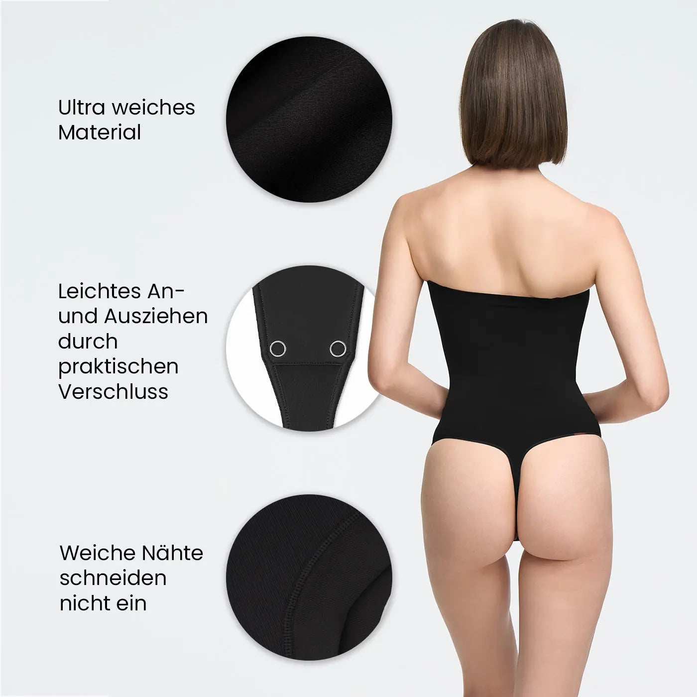 Trägerloser Bodysuit Sculpting Shapewear mit String creamy fabrics