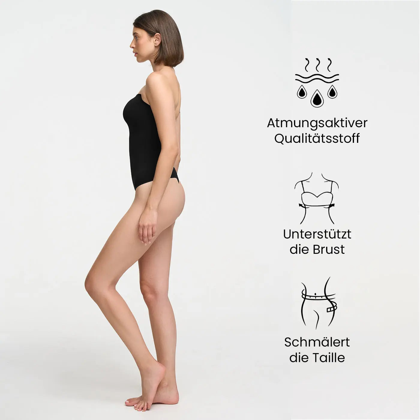 Trägerloser Bodysuit Sculpting Shapewear mit String creamy fabrics