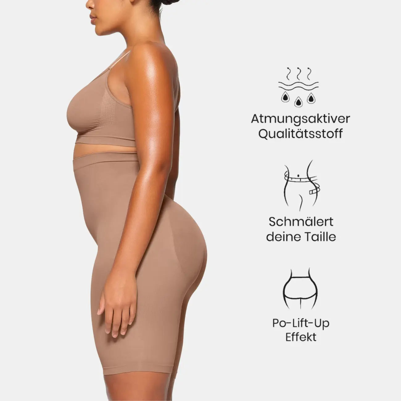 High Waisted Shaping Shorts creamy fabrics