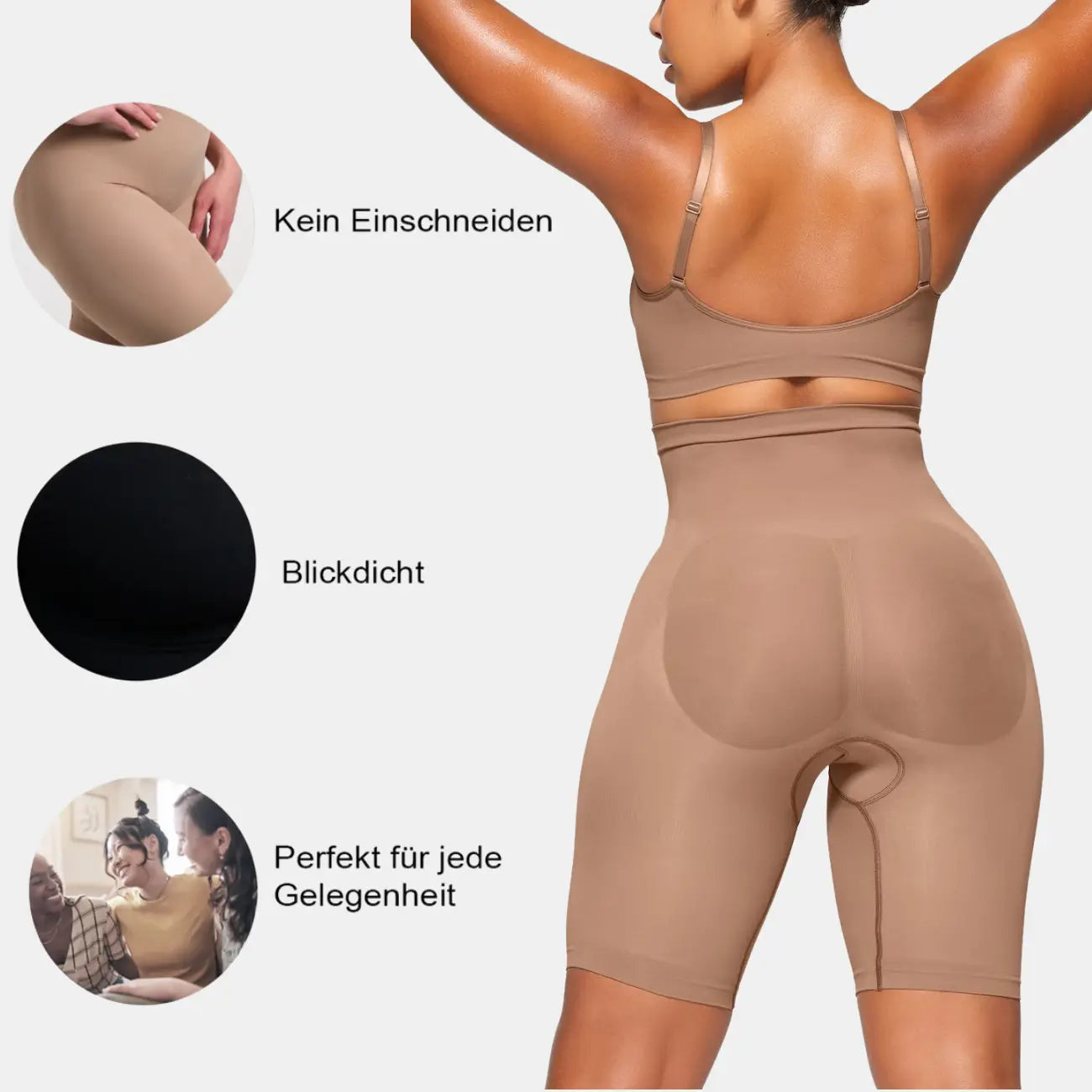 High Waisted Shaping Shorts creamy fabrics