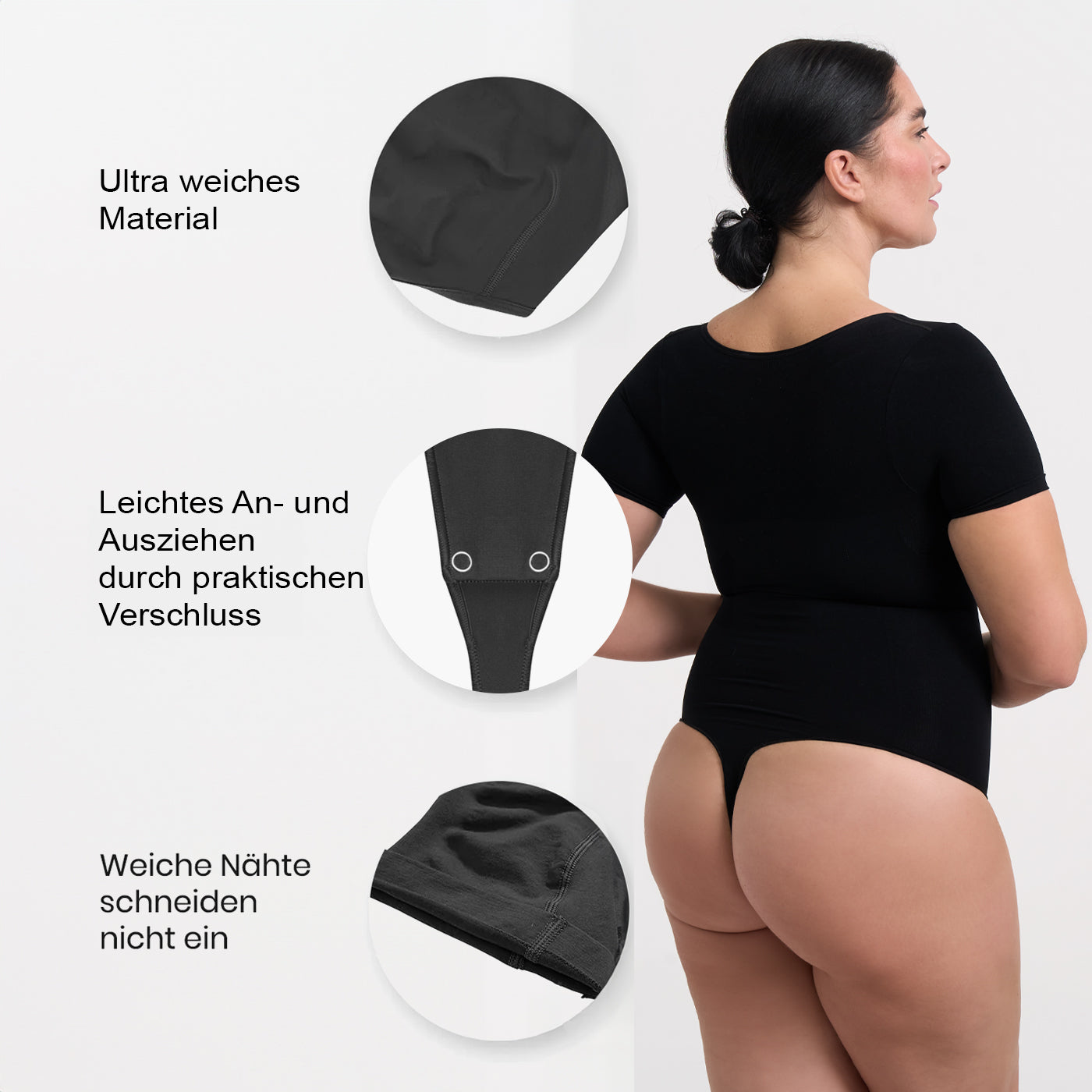Bodysuit Sculpting Shapewear T-Shirt mit String creamy fabrics
