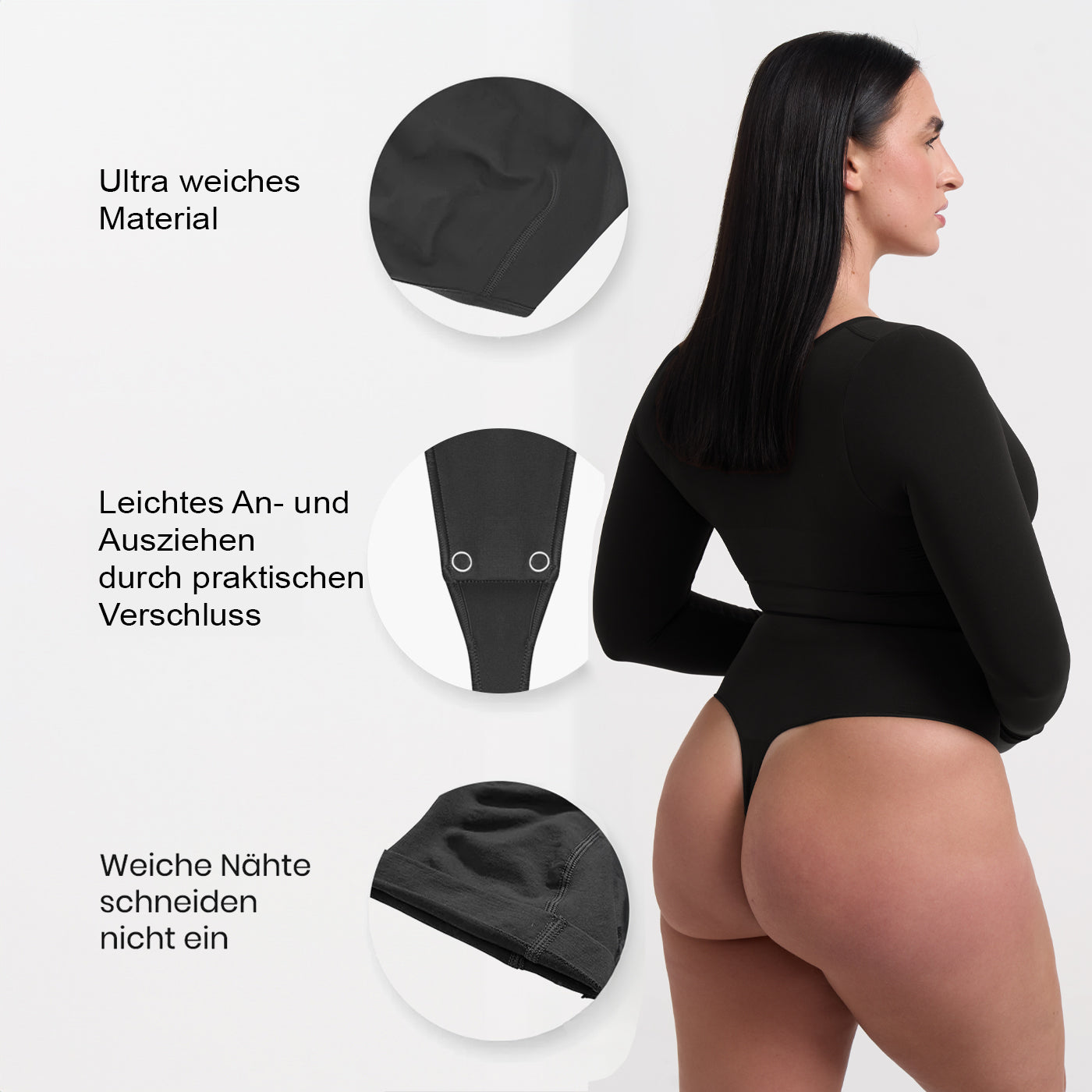 Bodysuit Sculpting Shapewear Longsleeve mit String (Secret Sale) creamyfabrics