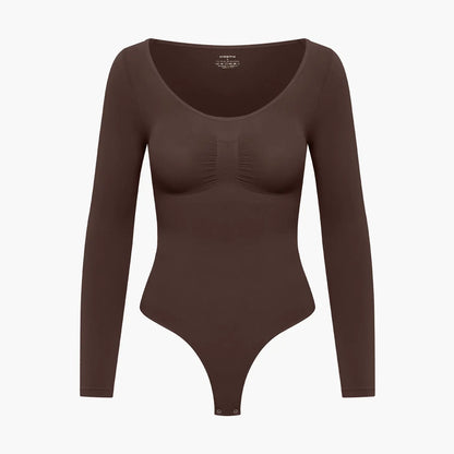 Bodysuit Sculpting Shapewear Longsleeve mit String - Secret Sale creamyfabrics