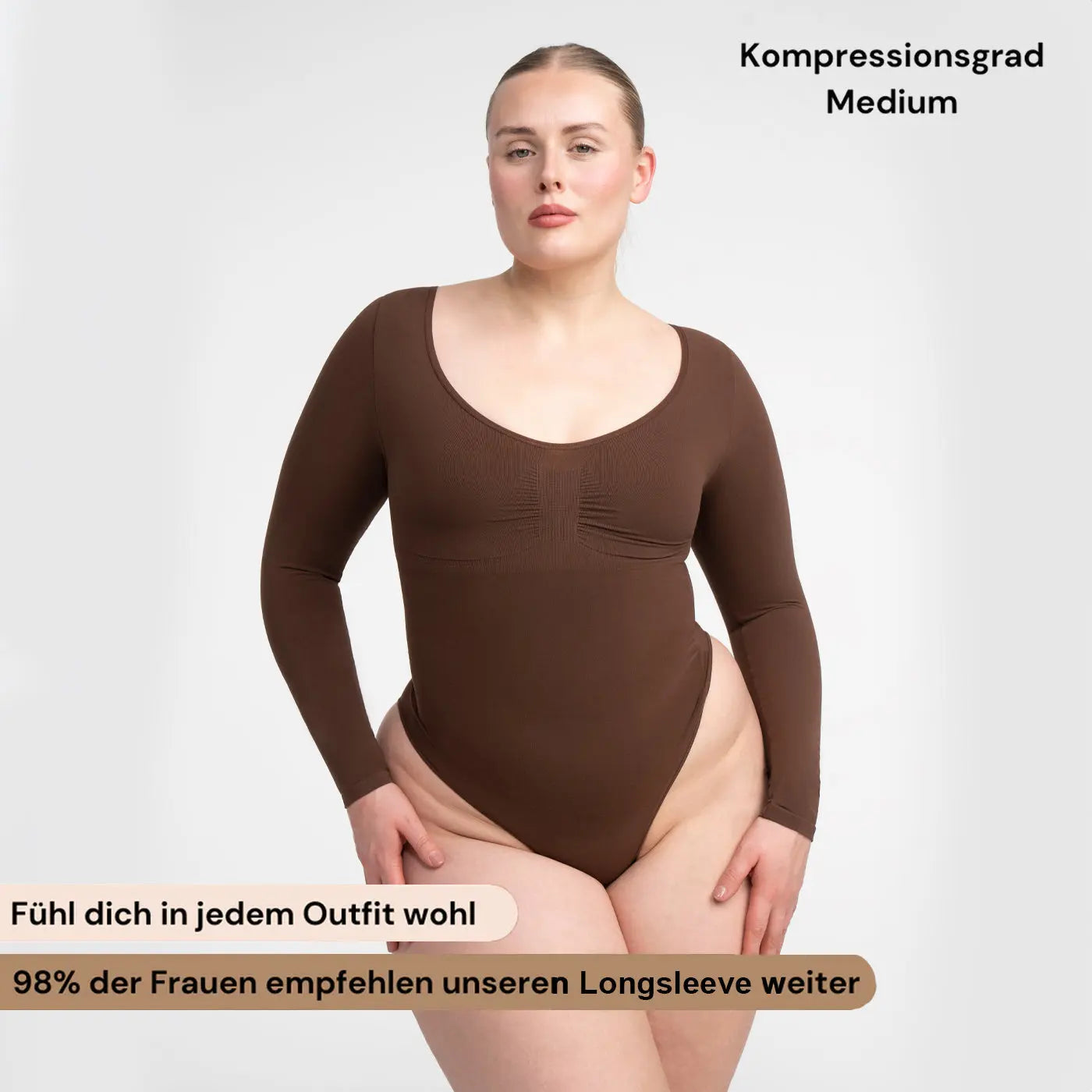 Bodysuit Sculpting Shapewear Longsleeve mit String - Mid Season creamyfabrics